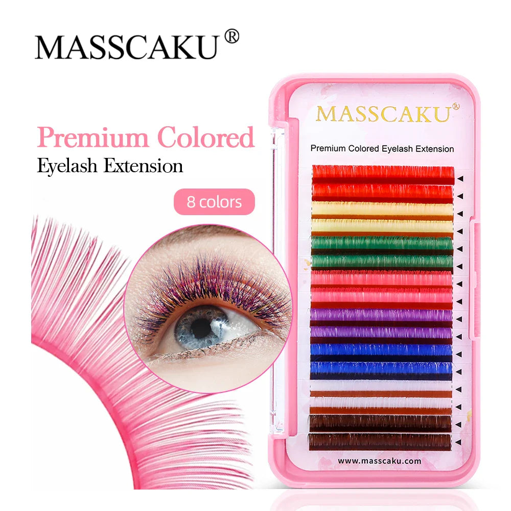 8 Colors Rainbow Classic Volume Eyelashes Extension Fluffy Russian Volume False Lashes Colored Handmade Eyelash - 24 Timmar Deals