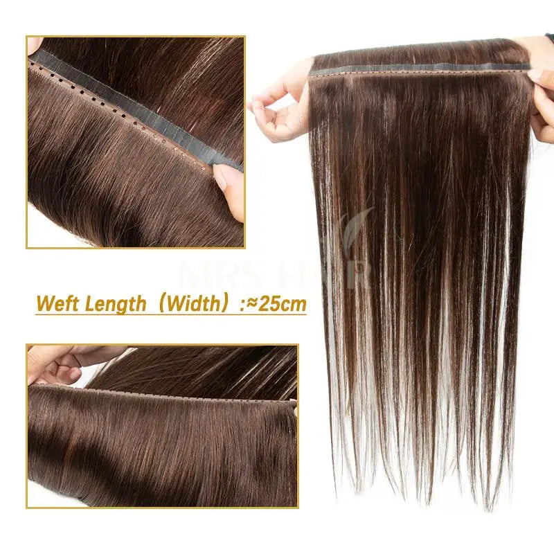 Osynligt hål Platt Pu-tejp Människohårsinslag Twin Tabs 25 cm lång 40-50g - 24 Timmar Deals