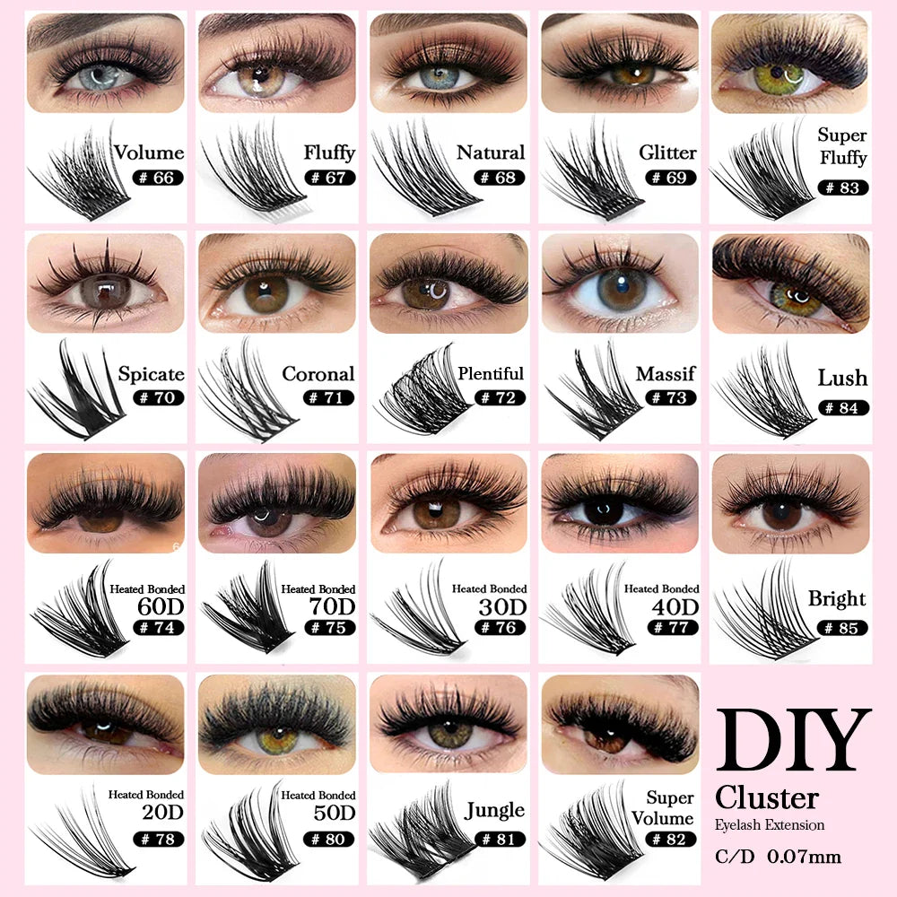 Mix Color 144 Russian Volume False Eyelashes Natural Soft Cluster Segment Lashes - 24 Timmar Deals