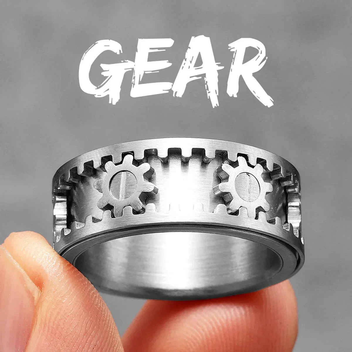 Gear Men Rings Stainless Steel - 24 Timmar Deals