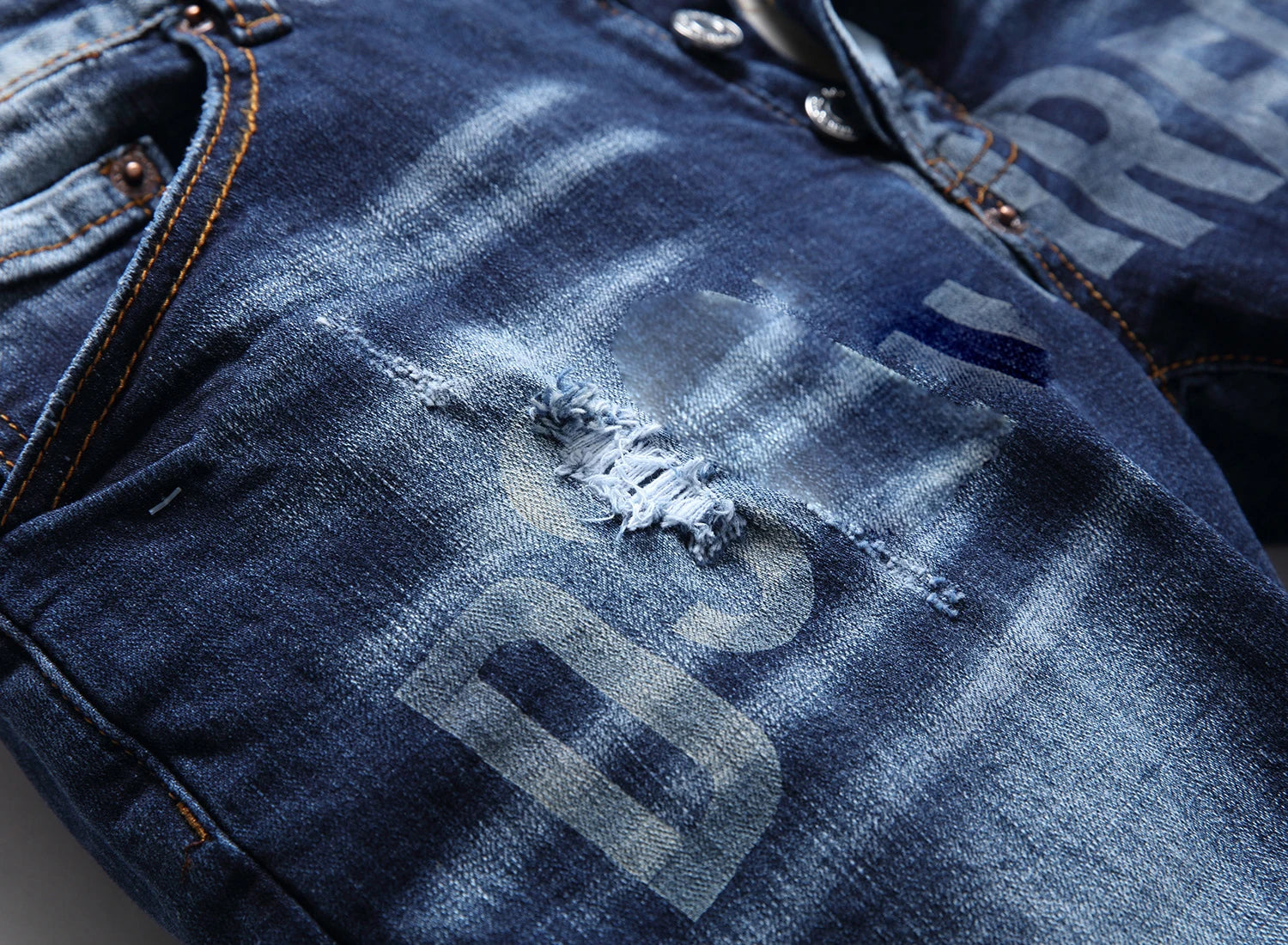 Lyxiga mäns slim-fit stretchblå jeansbyxor - 24 Timmar Deals