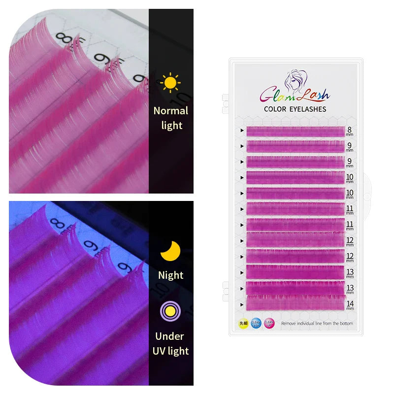 Individual Color Lashes Natural Long Eyelash Extension Pink/Red/Green/White/Purple Mixed Length Soft Colored Lahses - 24 Timmar Deals