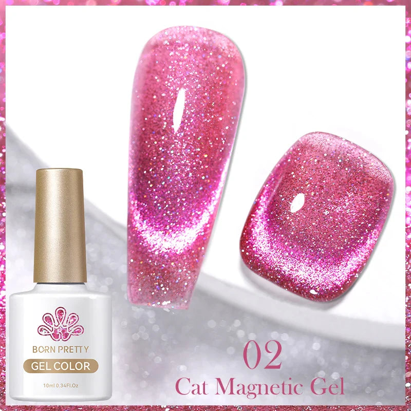 10ml Magic Cat Magnetic Gel Nail Polish Sparking Aurora Silver Effect Soak Off UV Gel Varnis Semi-Transparent - 24 Timmar Deals