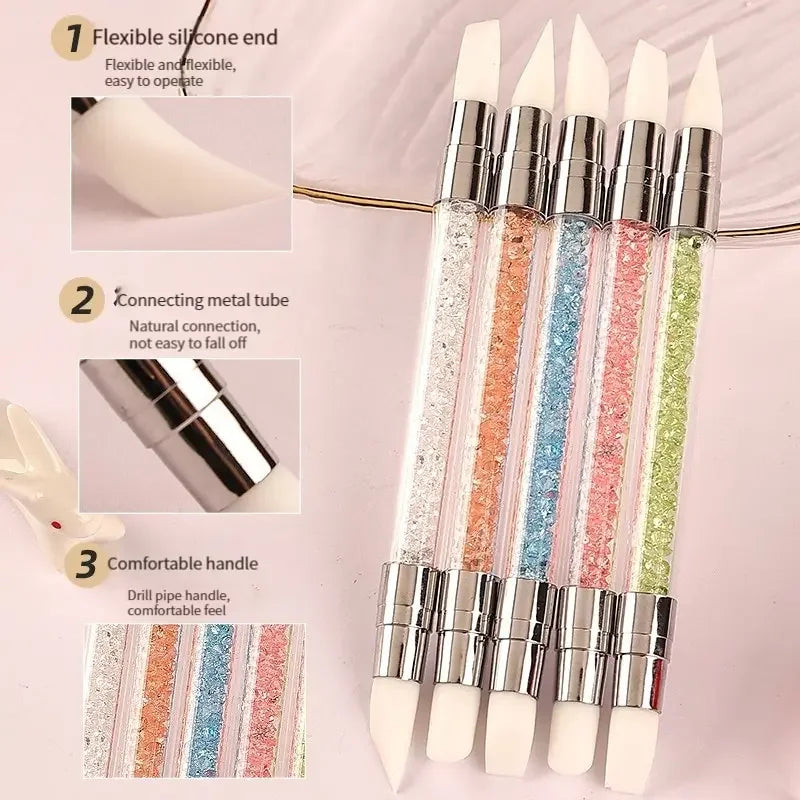 Nail Art Penna Dubbelhuvud Silikon Flower Sculpting Penna - 24 Timmar Deals