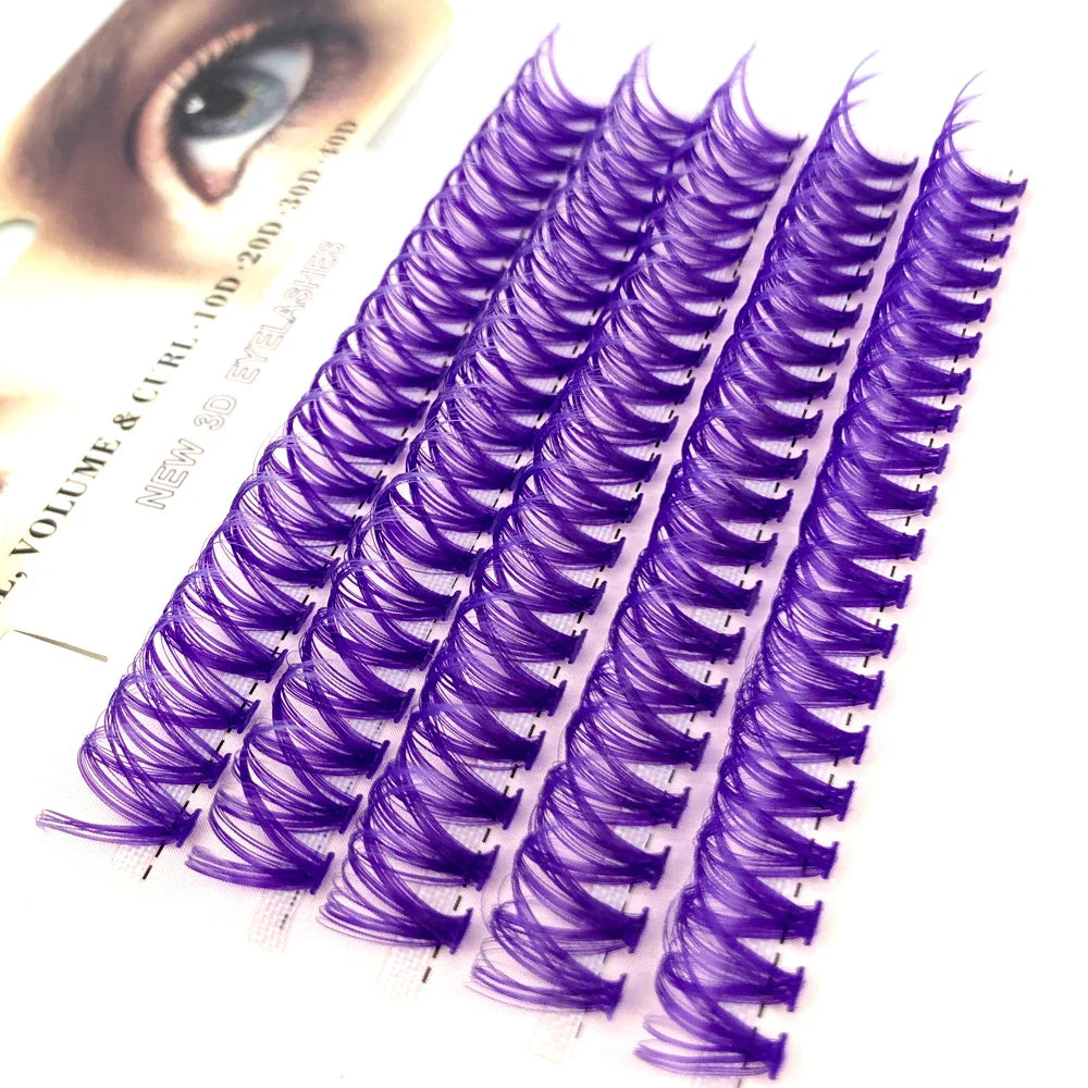 Blue Purple Mix Colored Lashes Cluster Eyelash Extension Natural Long 40D Volume Effect Faux Bunche Individual Makeup Cilias - 24 Timmar Deals