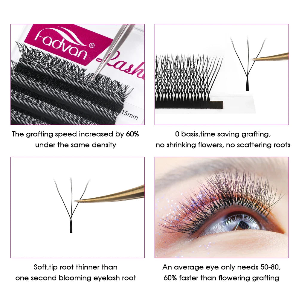 Automatic Flowering W Shape Bloom 3D 6D Premade Fans Eyelash Extensions Natural Soft Light Individual Volume Lashes - 24 Timmar Deals