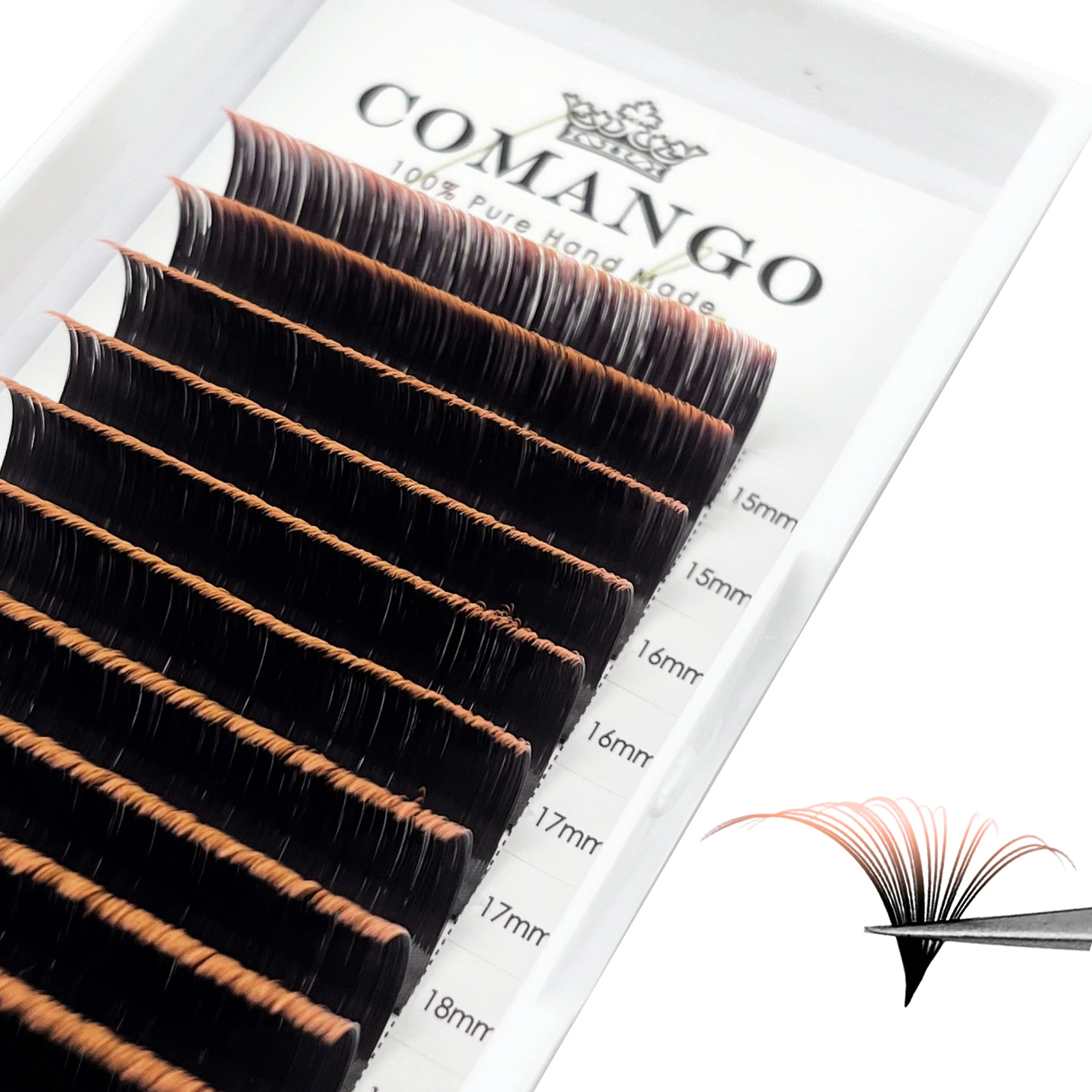 Dark Brown Easy fan Eyelash Extension Mix Mink Individual Ombre Eyelash Lashes High Quality Colorful Blooming Lashes Extension - 24 Timmar Deals