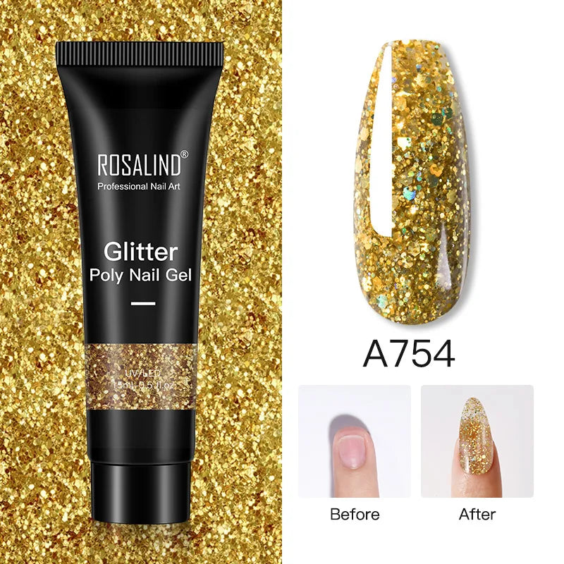 Poly Gel Akryl Extension Crystal Nail Art Hybrid Lack Slip Solution Poly Nagellack Semi Permanent 15/30ml - 24 Timmar Deals