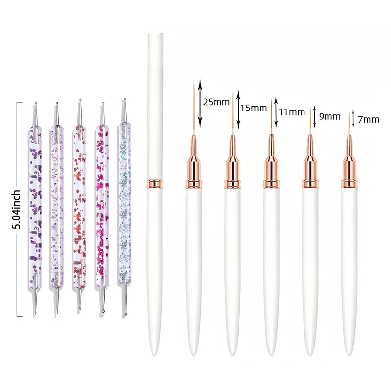 7/9/11/15/25MM Nail Liner Pensel Sett - 24 Timmar Deals