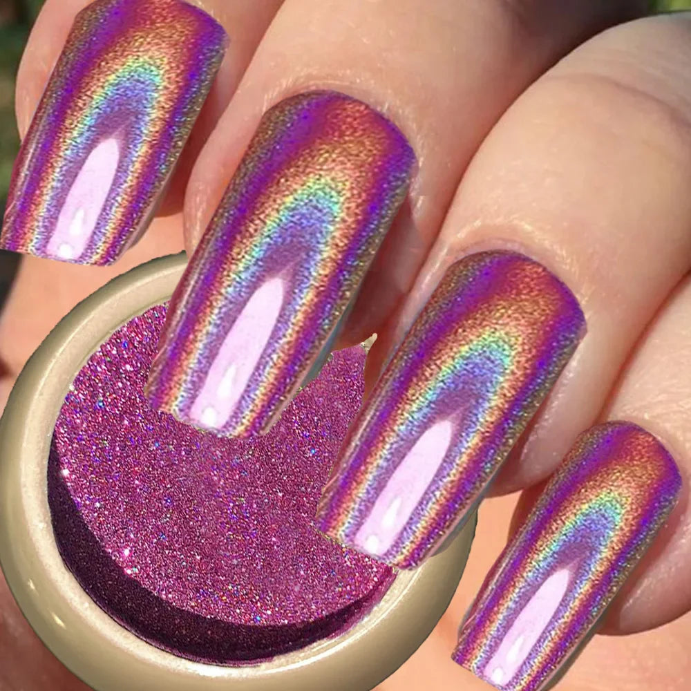 Holographic Nail Powder Net-2g Chrome Laser Mirror Glitter - 24 Timmar Deals