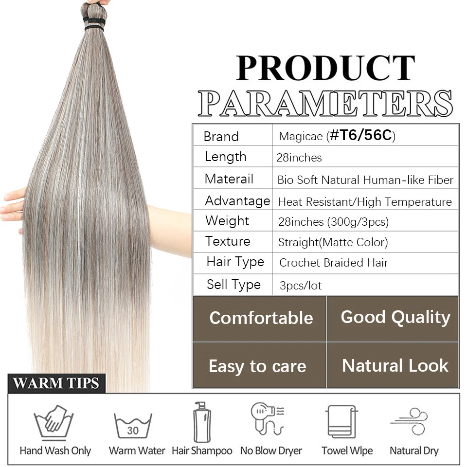 28 tums raka hårbuntar Syntetiskt flätat hår - 24 Timmar Deals