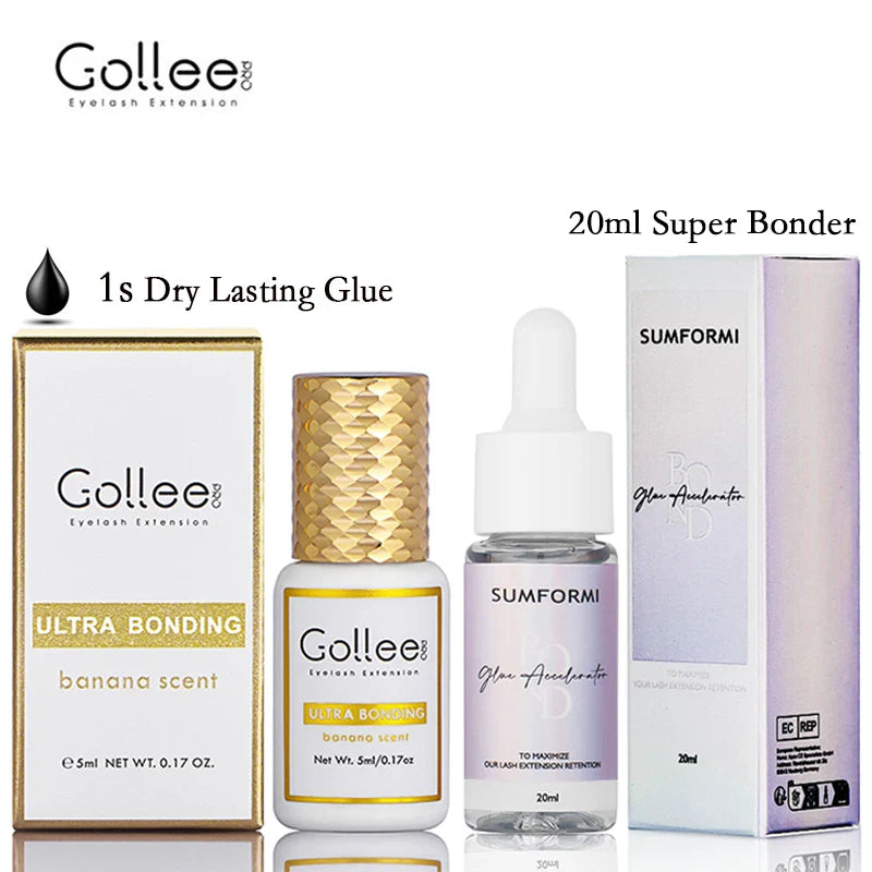 Gollee Banana scent Eyelash Glue 1s Fast Drying Waterproof Glue Premade fans Glue 3-5 Weeks Lasting eyelash extension glue Salon - 24 Timmar Deals