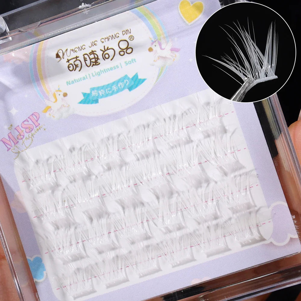 Colorful Bundles Individual Lashes White Blue Fluffy Eyelash Extension Natural Faux Mink Lash DIY Cluster False Eyelashes Makeup - 24 Timmar Deals
