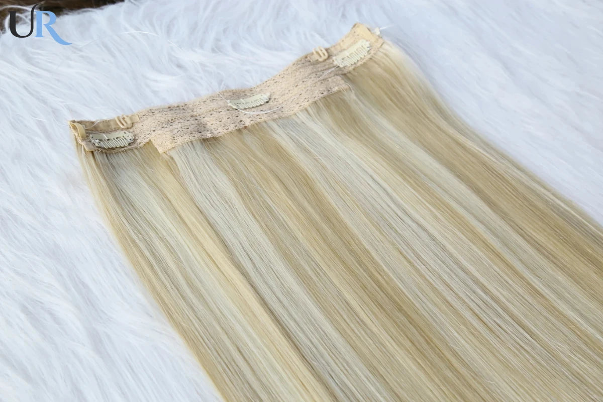 18" Människohårförlängningar Rak Osynlig Halo Wire Clip In Extension - 24 Timmar Deals