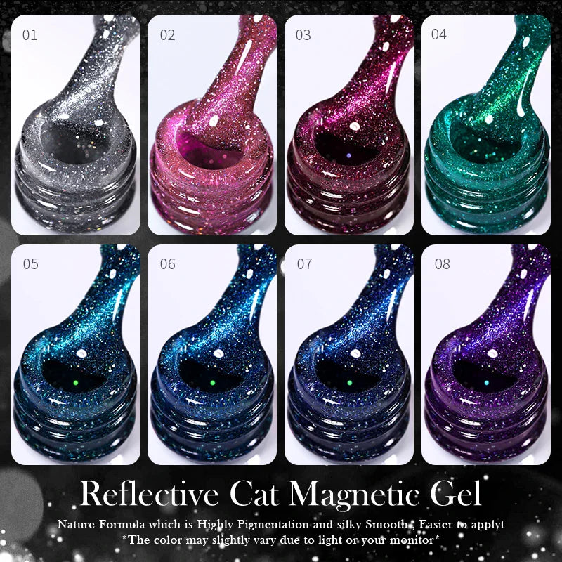 Reflekterande Cat Magnetic Gellack 10ML Silver Shinning Glitter Vernis Semi Permanent Soak Off Magnetic UV Gel - 24 Timmar Deals