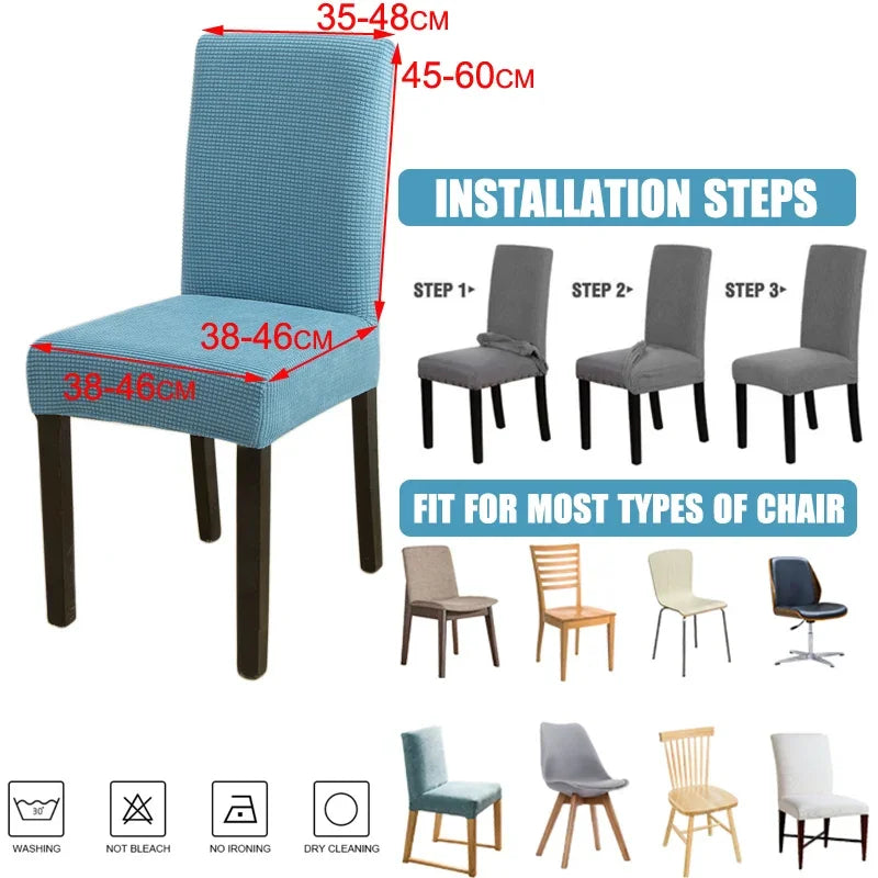 Elastisk stolsöverdrag Stretch Tjock Jacquard Stolsöverdrag Överdrag för matsal Kök Hotell Bröllopsbankett - 24 Timmar Deals