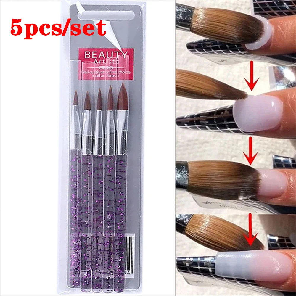 5 st. kristallhandtag akryl/UV-gel nagelborstar - 24 Timmar Deals