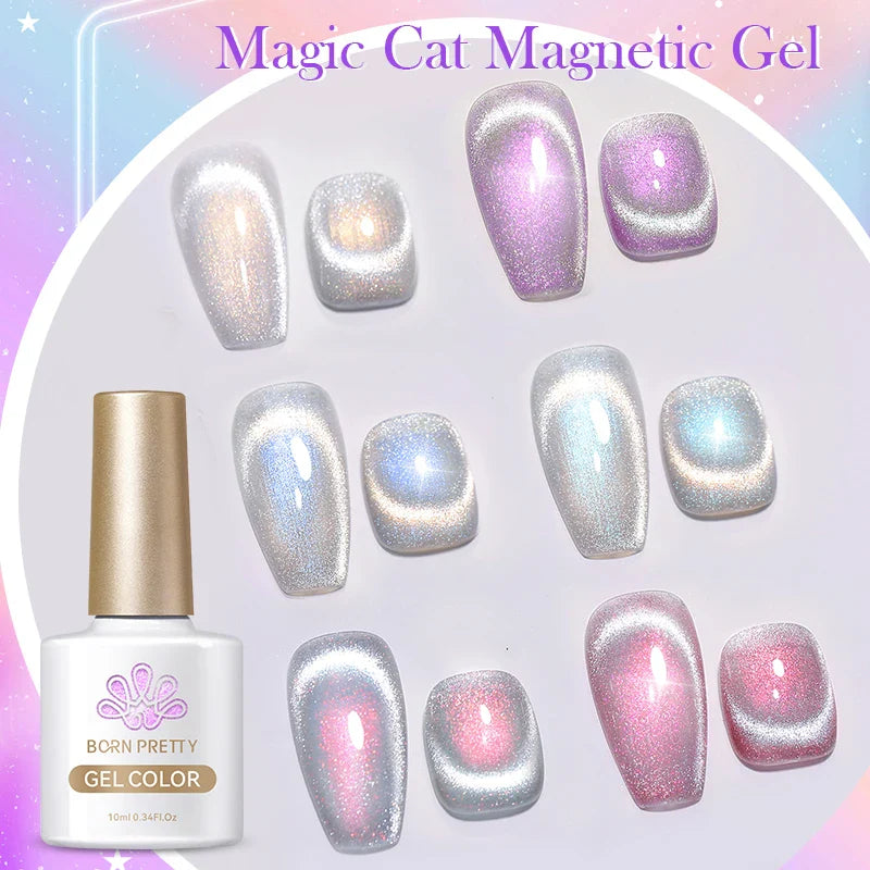10ml Magic Cat Magnetic Gel Nail Polish Sparking Aurora Silver Effect Soak Off UV Gel Varnis Semi-Transparent - 24 Timmar Deals