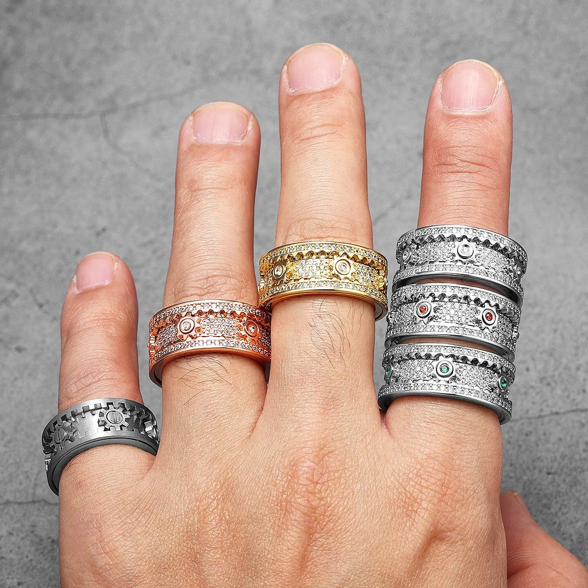 Gear Men Rings Stainless Steel - 24 Timmar Deals