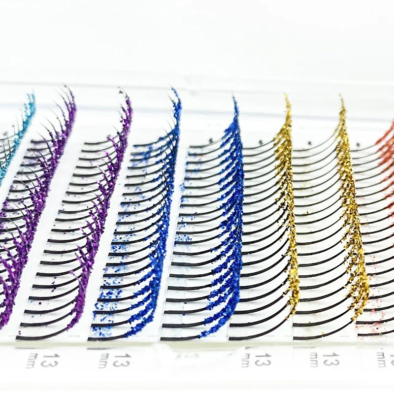 Glitter Shiny Colorful False Eyelash Extension DIY Mix Color Lashes Christmas Cosplay Party - 24 Timmar Deals