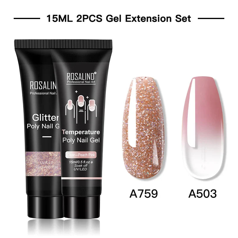 Poly Nagelgel Akrylförlängning Kristall Nagelkonst Hybridlack Sliplösning Poly Nagellack Semipermanent 15/30ml - 24 Timmar Deals