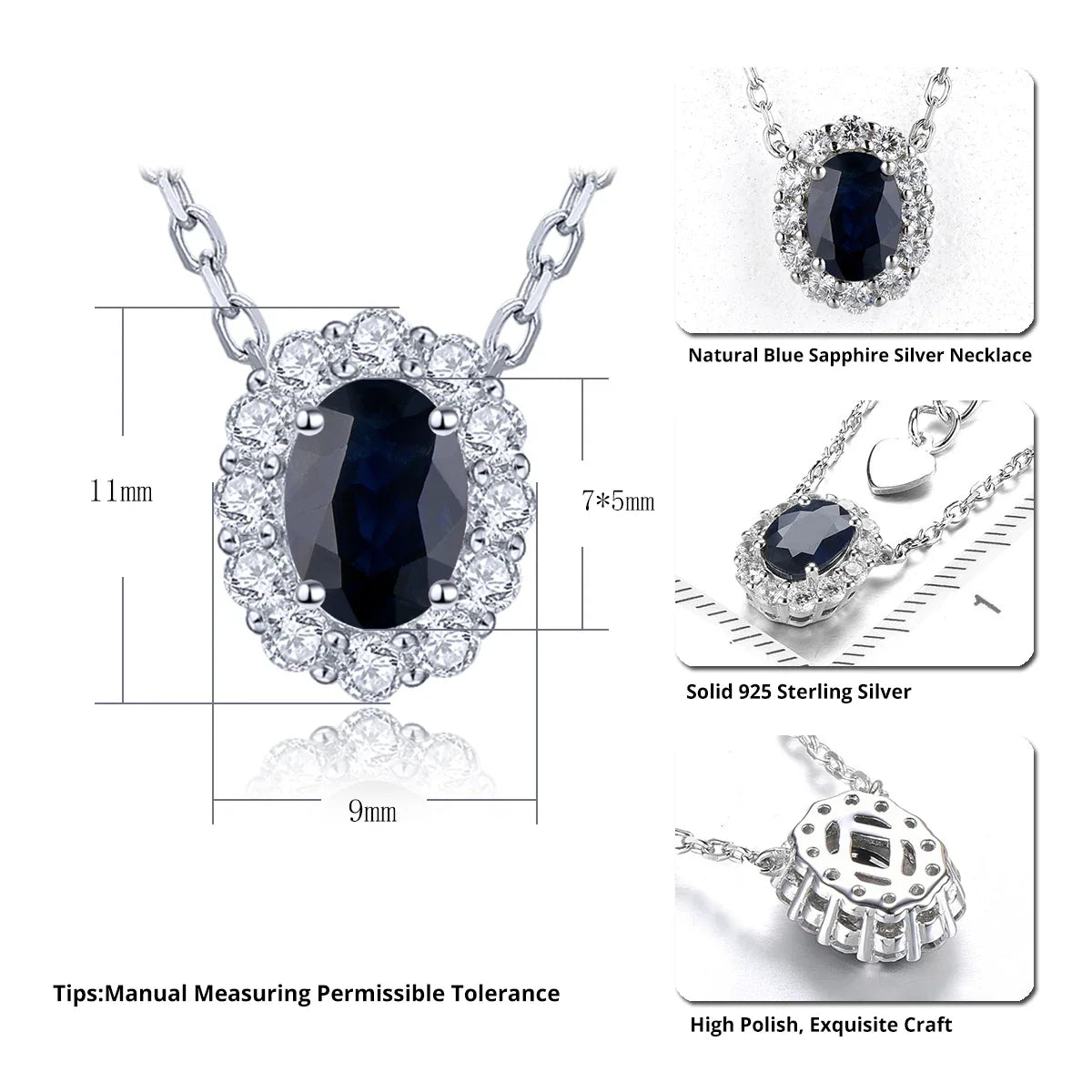 Naturlig blå safir sterling silver hängen 0,95 karat äkta ädelsten - 24 Timmar Deals