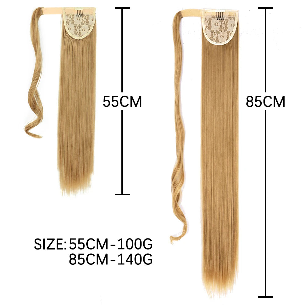 85cm Synthetic Lång Rak Wrap Around Ponytail Clip In Hair Extension - 24 Timmar Deals