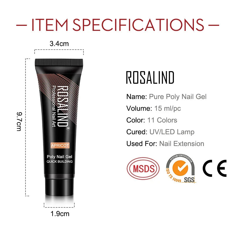 15 ml Poly Nagelgel härdad med UV/LED-lampa - 24 Timmar Deals
