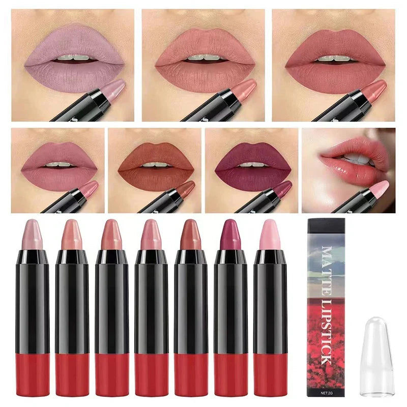 8 färger Velvet Matte Lipsticks Non-stick Cup vattentålig Moisturizing Lasting Lip Stick Lip liner - 24 Timmar Deals