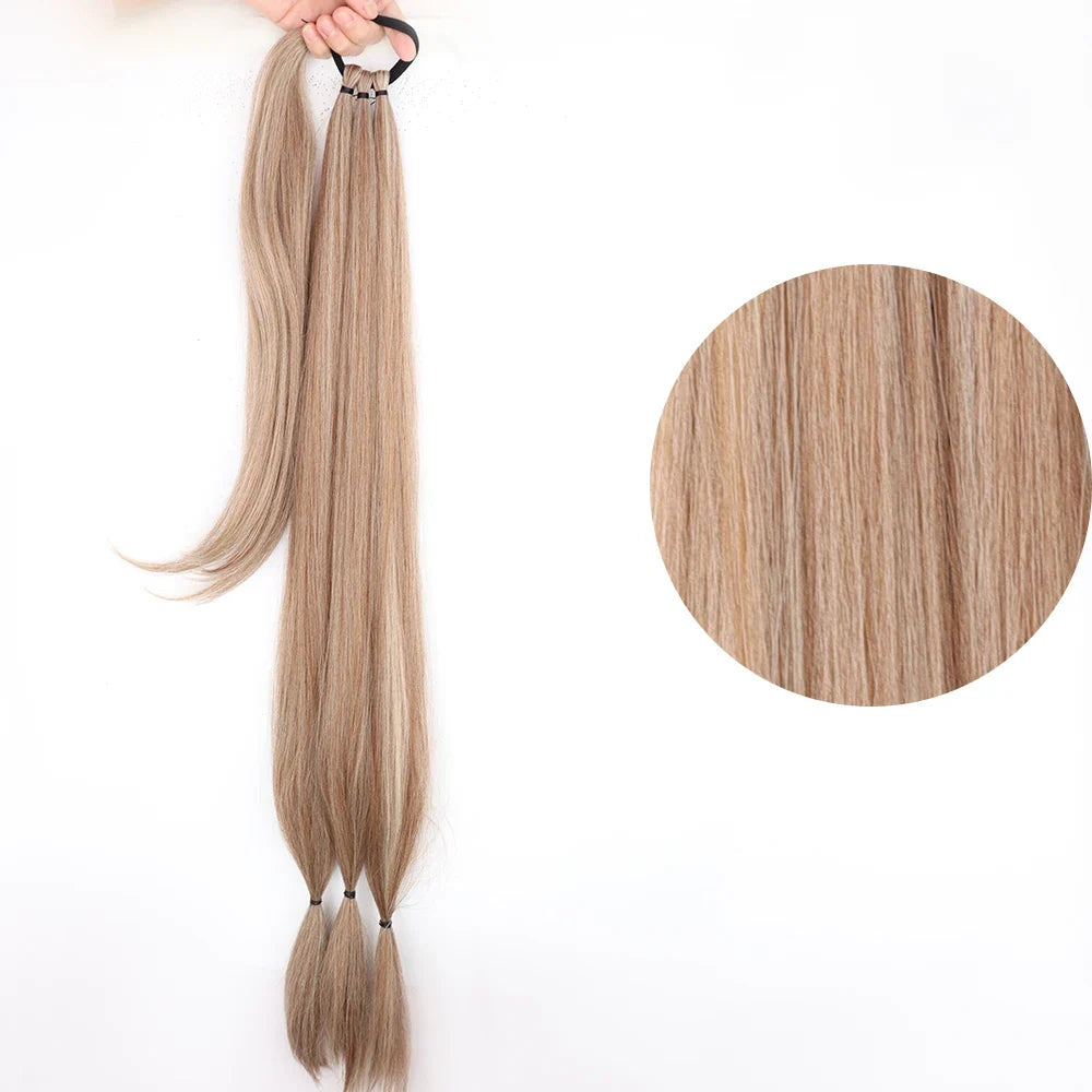 Ponytail Extensions Syntetiska boxningsflätor lindade Chignon-svans med gummiband Hårring 34" - 24 Timmar Deals