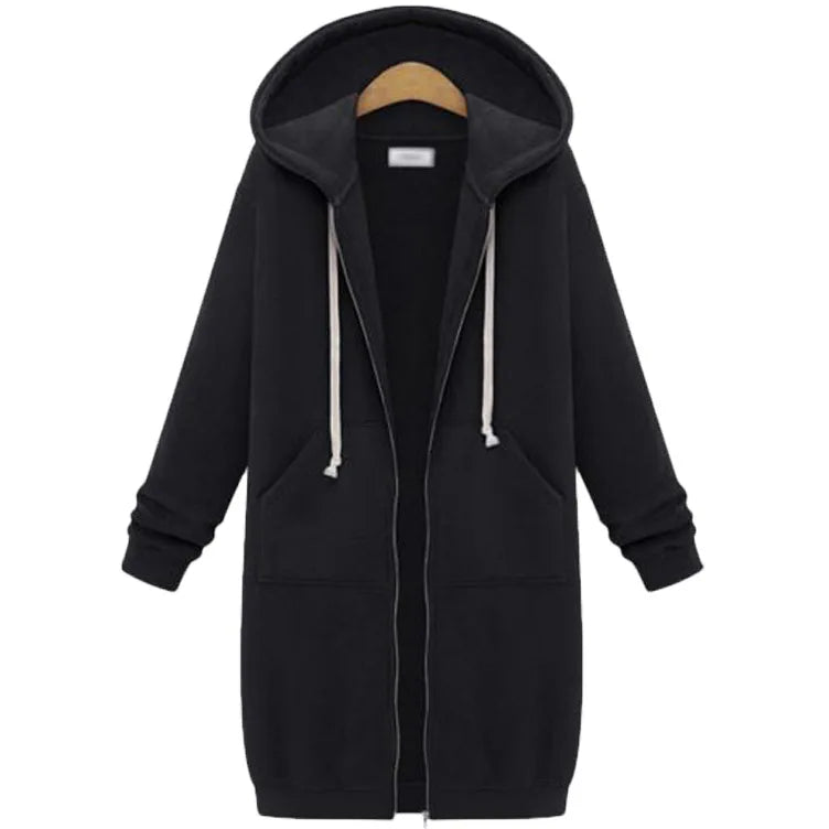 Dam Casual Mångsidig Mid Length Hooded Långärmad Hoodie Vinterjacka - 24 Timmar Deals