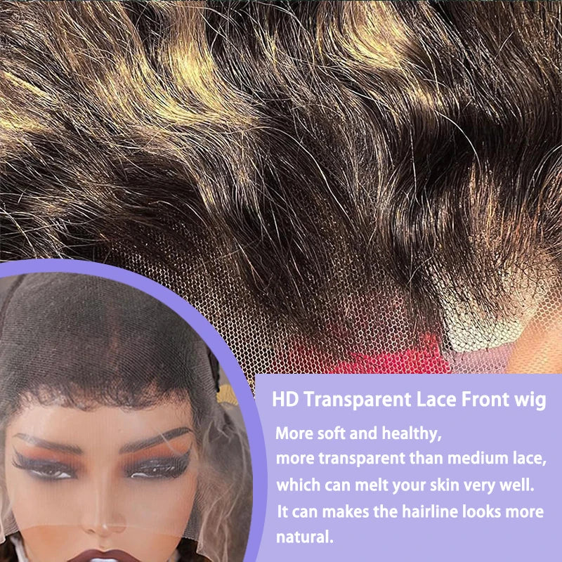 1B/27 Lösvågig Peruk Front Lace, Brasilianskt Äkta Hår, 13x6" - 24 Timmar Deals