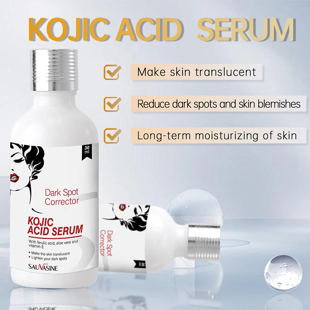 50g Kojic Acid Face Cream + 30ml Facial Serum Fade Dark Spots Brightening Skin Whitening Cream - 24 Timmar Deals