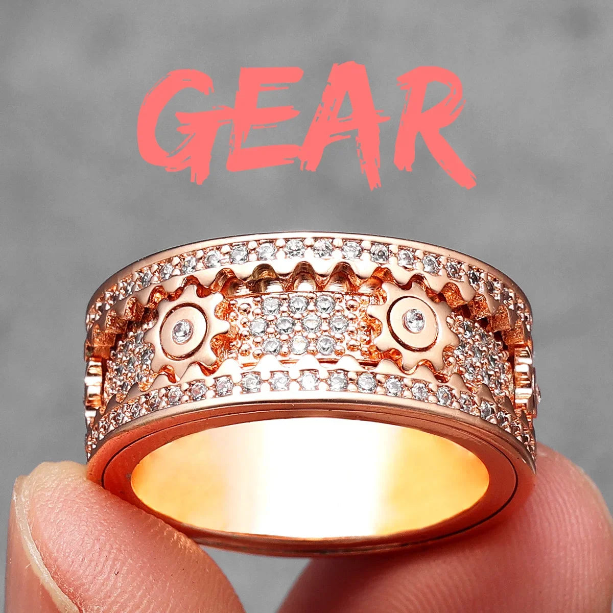 Gear Men Rings Stainless Steel - 24 Timmar Deals
