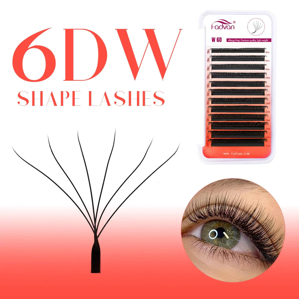 Automatic Flowering W Shape Bloom 3D 6D Premade Fans Eyelash Extensions Natural Soft Light Individual Volume Lashes - 24 Timmar Deals