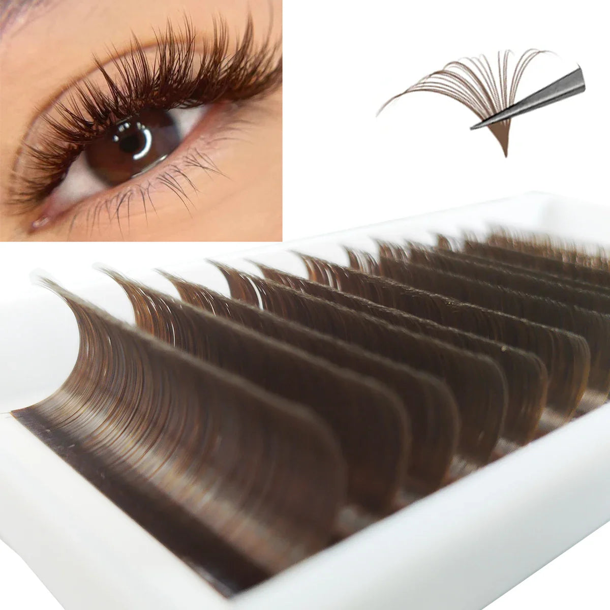 Colorful  Lashes Purple Blue Brown Green Red  Pink Yellow Easy Fan Eyelash Extensions Colored Faux Mink Lashes Makeup - 24 Timmar Deals