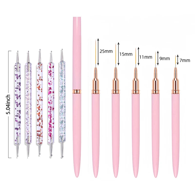 7/9/11/15/25MM Nail Liner Pensel Sett - 24 Timmar Deals