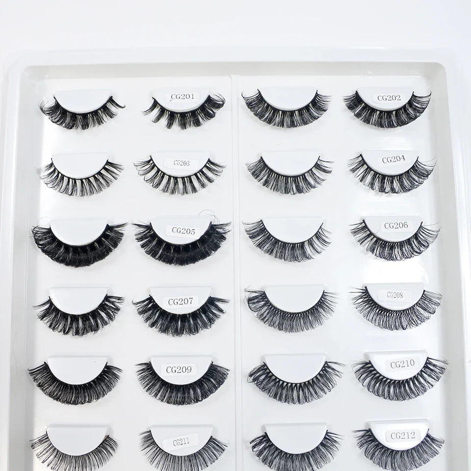 Classic Hybrid Volume Lashes Wispy D Curl Short Russian Strip Lashes Makeup False Eyelashes - 24 Timmar Deals