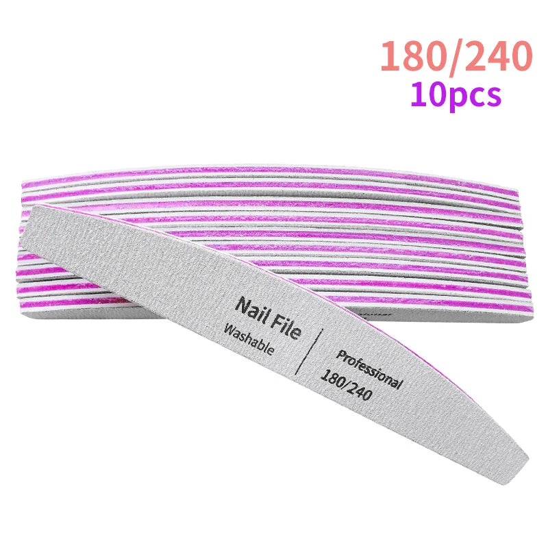 Nail File 100 to 180 Professional Tools Emery for Manicure Lime 240 Sandpaper Gel Polishing Files for Nails Buffers Set Polisher - 24 Timmar Deals