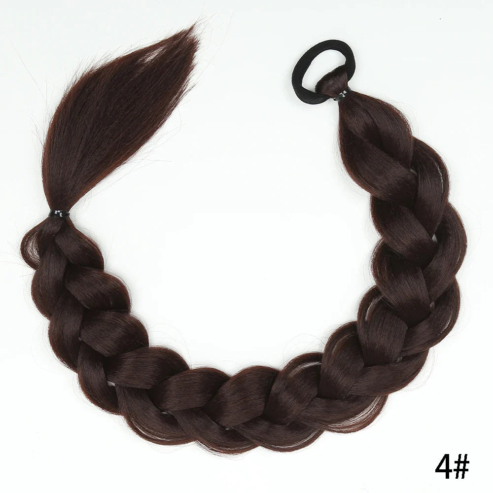 Syntetisk Long Twist Braid Hästsvansförlängningar med gummiband 24 tum - 24 Timmar Deals