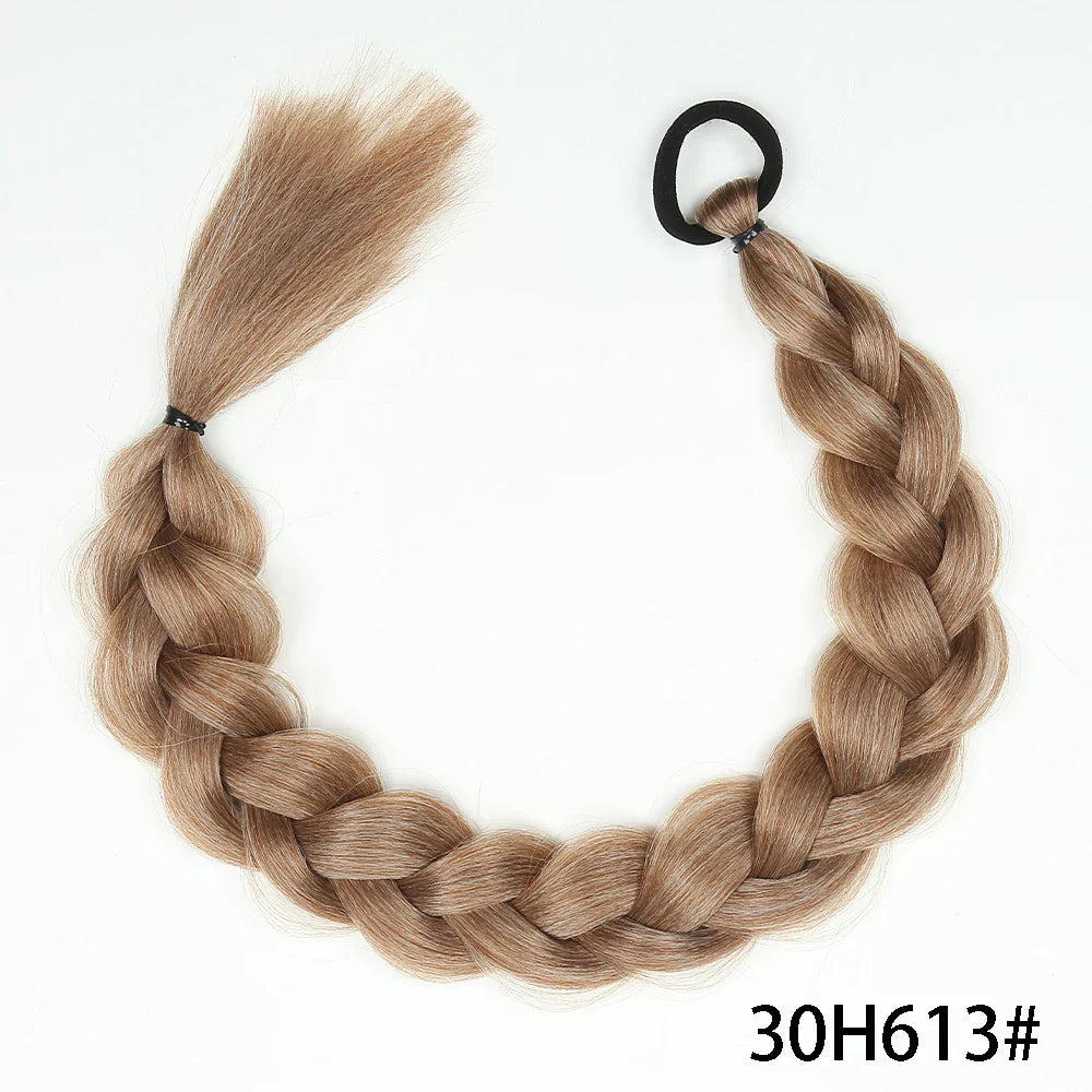 Syntetisk Long Twist Braid Hästsvansförlängningar med gummiband 24 tum - 24 Timmar Deals