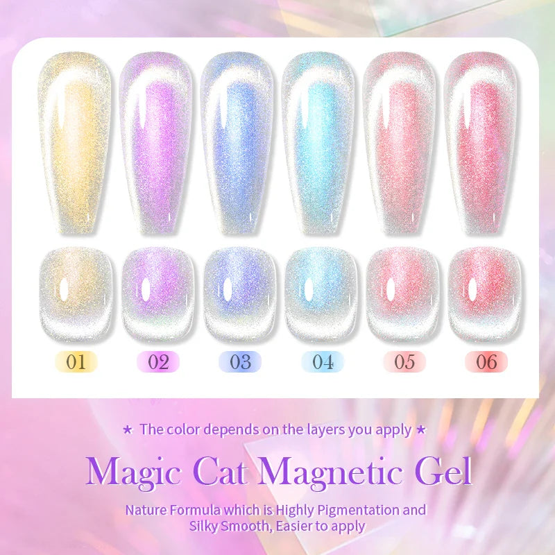 10ml Magic Cat Magnetic Gel Nail Polish Sparking Aurora Silver Effect Soak Off UV Gel Varnis Semi-Transparent - 24 Timmar Deals