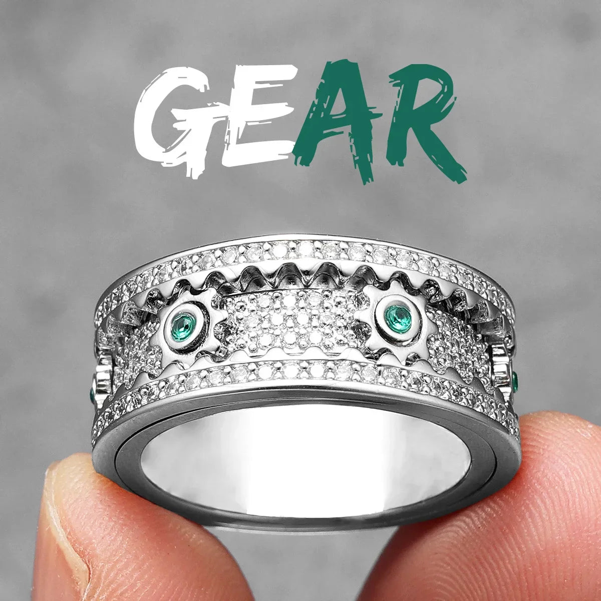 Gear Men Rings Stainless Steel - 24 Timmar Deals