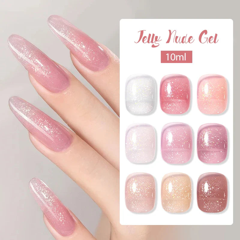 Transparent Jelly Nude Gellack 10ml Sheer Glitter Crystal Varnish - 24 Timmar Deals