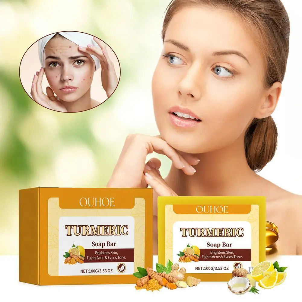 Lemon Turmeric Kojic Acid Soap Bar Turmeric Face And Care Body Soap Care Skin Body Oil Removal 100g Acne Soap Whitening Skin - 24 Timmar Deals