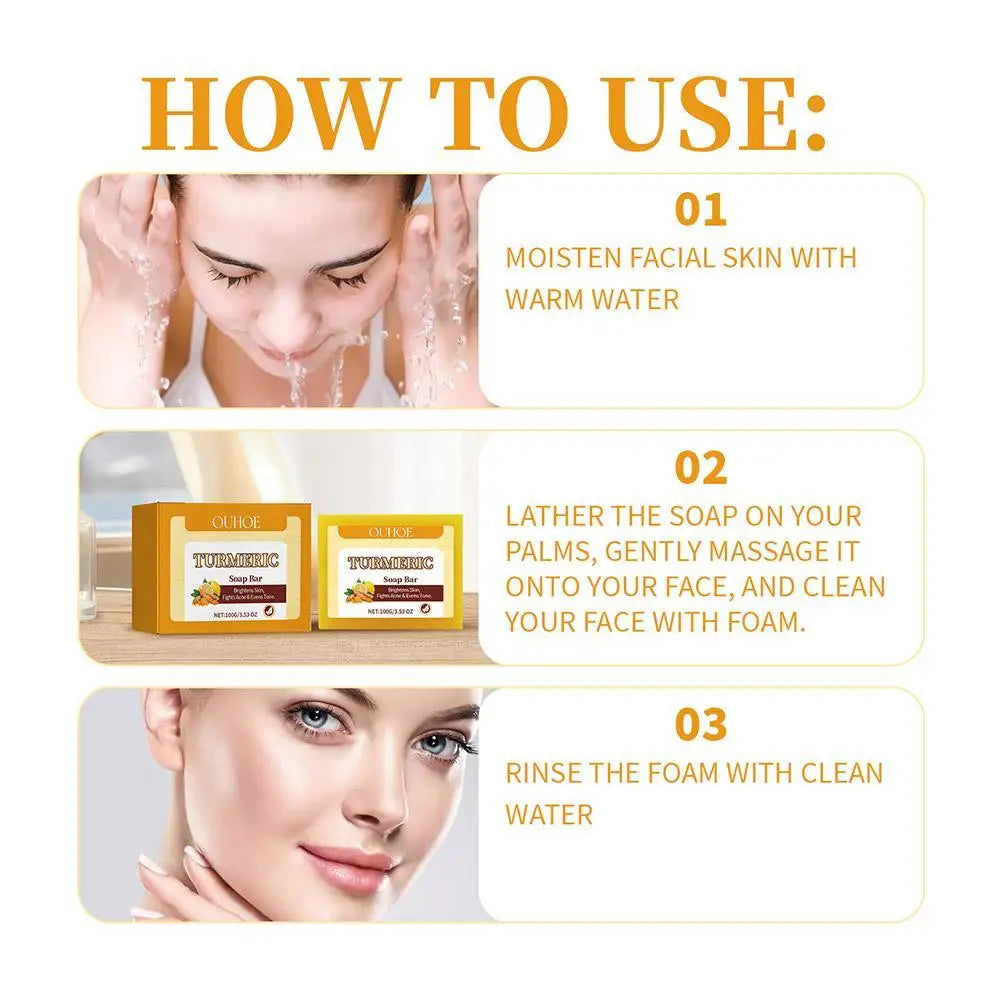 OUHOE Lemon Turmeric Kojic Acid Soap Bar Turmeric Face Whitening Body Oil Removal Soap Acne Skin Skin Care Care Body Soap A J2F1 - 24 Timmar Deals
