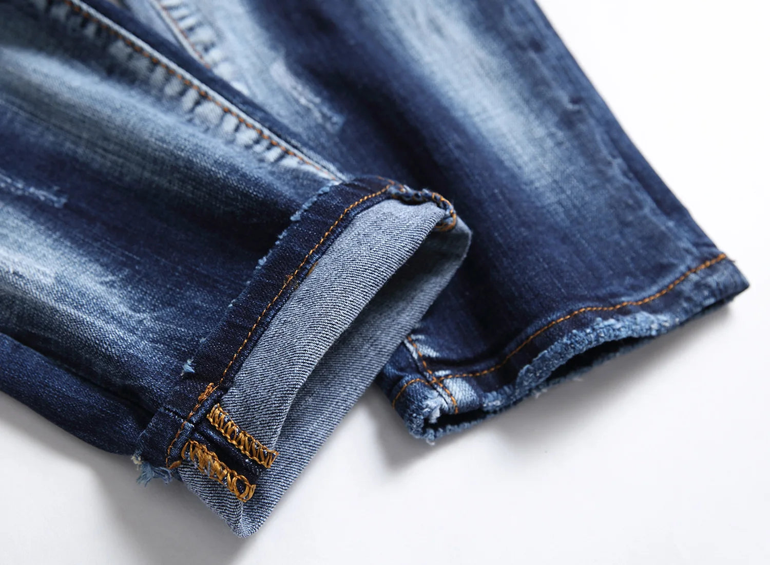 Lyxiga mäns slim-fit stretchblå jeansbyxor - 24 Timmar Deals