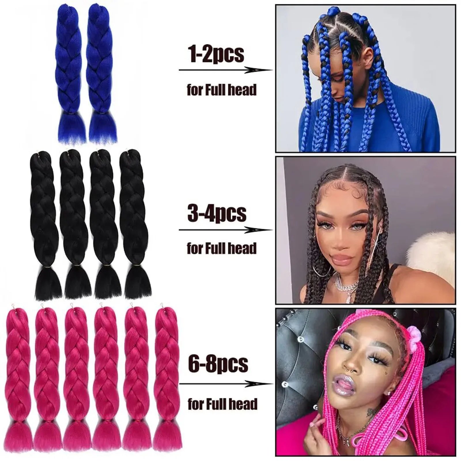 Syntetisk 1st 24 tum 100g Flätning Hårbox Flätor Färgglad Twist Flätning Hårförlängningar Syntetisk Virkad Flätning - 24 Timmar Deals