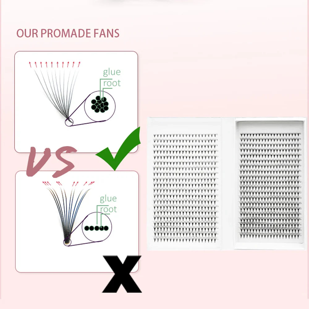 800/1600 Fans Premade Volume Lashes Fan Individual Sharp Pointy Base Premade Russian Volume Fans Eyelash Extension - 24 Timmar Deals