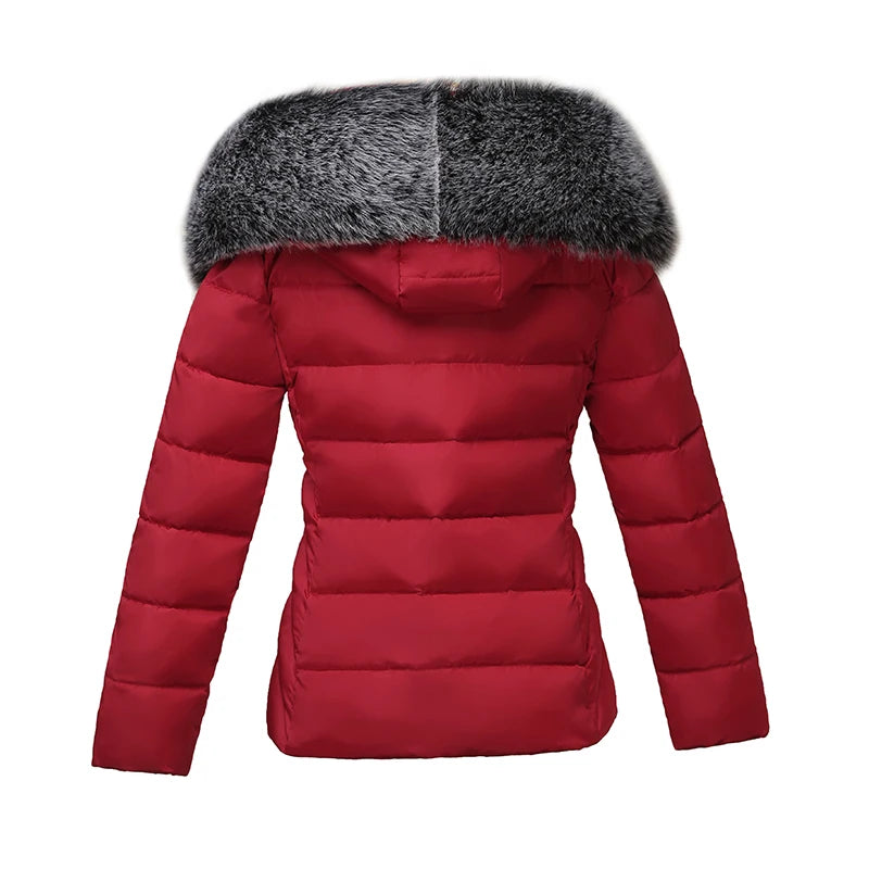XL-6XL Dam Vinterkappa Fake Fur Krage Parka Kort Ytterkläder Varm dunjacka - 24 Timmar Deals